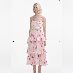Self-Portrait Pink and White Floral Midi Dress BNWT